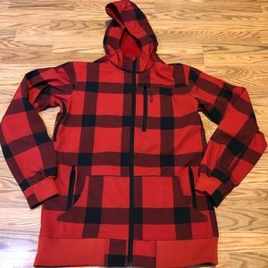 Red plaid burton dry ride fleece snowboard jacket very good condition medium